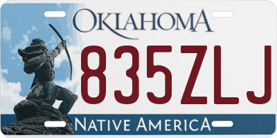 OK license plate 835ZLJ