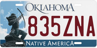 OK license plate 835ZNA