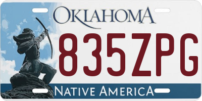 OK license plate 835ZPG