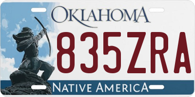 OK license plate 835ZRA