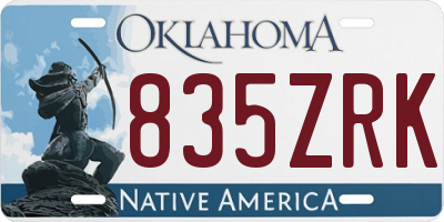 OK license plate 835ZRK