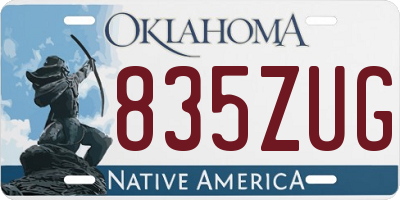 OK license plate 835ZUG