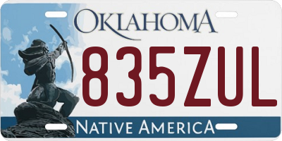 OK license plate 835ZUL