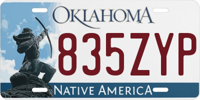 OK license plate 835ZYP