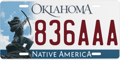 OK license plate 836AAA