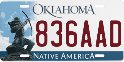 OK license plate 836AAD