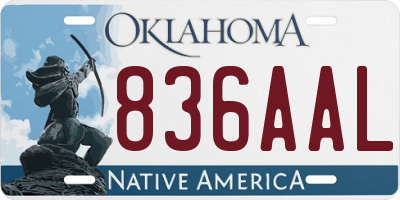OK license plate 836AAL