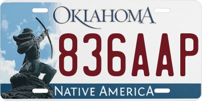 OK license plate 836AAP