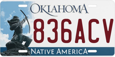 OK license plate 836ACV