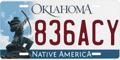 OK license plate 836ACY