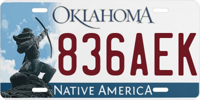 OK license plate 836AEK
