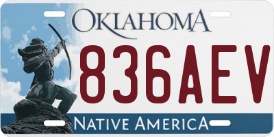 OK license plate 836AEV