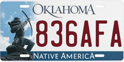 OK license plate 836AFA