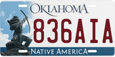 OK license plate 836AIA