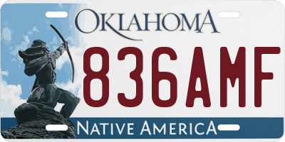 OK license plate 836AMF