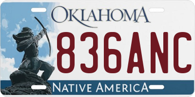 OK license plate 836ANC