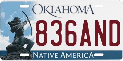 OK license plate 836AND