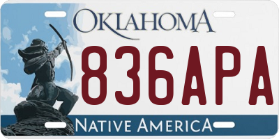 OK license plate 836APA
