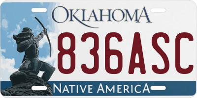 OK license plate 836ASC