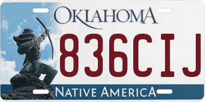 OK license plate 836CIJ