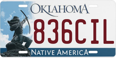 OK license plate 836CIL