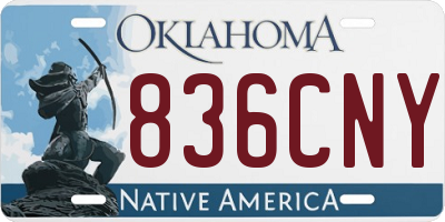OK license plate 836CNY