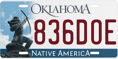 OK license plate 836DOE