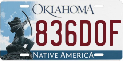 OK license plate 836DOF