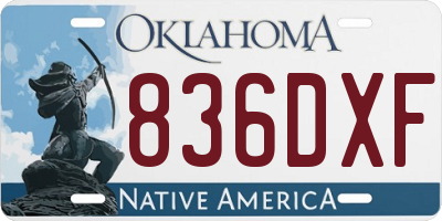 OK license plate 836DXF