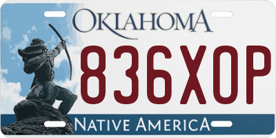 OK license plate 836XOP