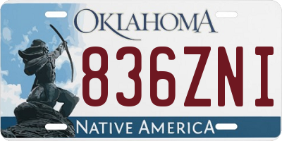 OK license plate 836ZNI