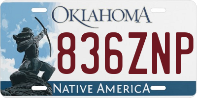 OK license plate 836ZNP