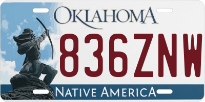 OK license plate 836ZNW