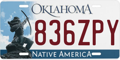 OK license plate 836ZPY