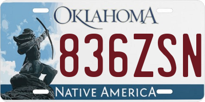 OK license plate 836ZSN