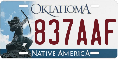 OK license plate 837AAF