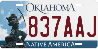 OK license plate 837AAJ