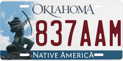 OK license plate 837AAM
