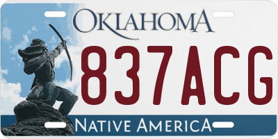 OK license plate 837ACG