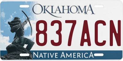 OK license plate 837ACN