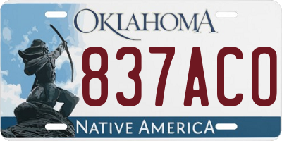OK license plate 837ACO