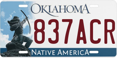 OK license plate 837ACR