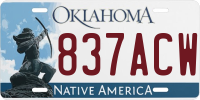 OK license plate 837ACW