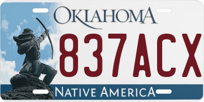 OK license plate 837ACX