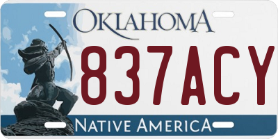 OK license plate 837ACY