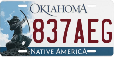 OK license plate 837AEG
