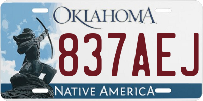 OK license plate 837AEJ