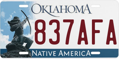 OK license plate 837AFA