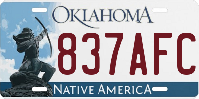 OK license plate 837AFC