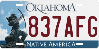 OK license plate 837AFG